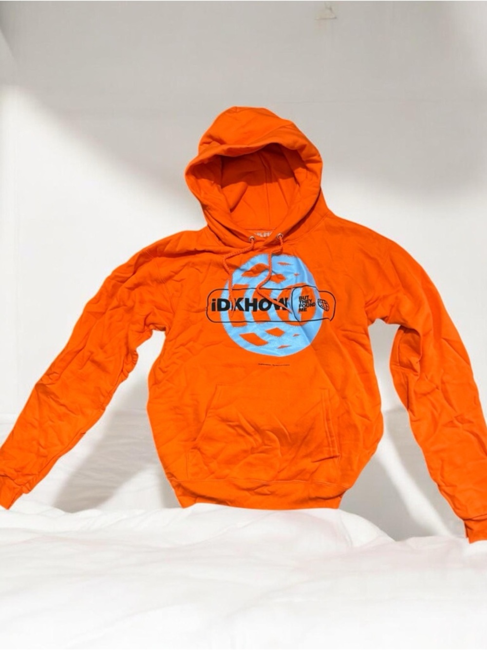 IDKHOW Orange Hoodie with Blue Graphic
